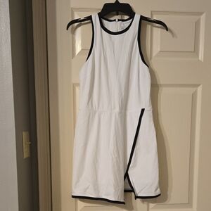 All in Motion White Mini Dress with Black Accents